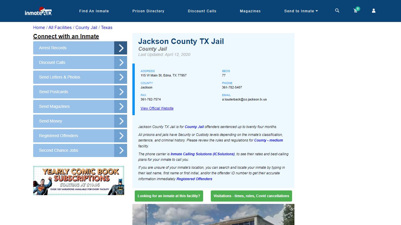 Jackson County TX Jail - Inmate Locator - Edna, TX